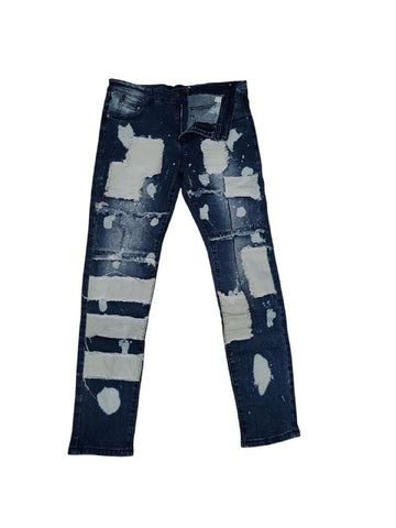 Blue jeans with white patches