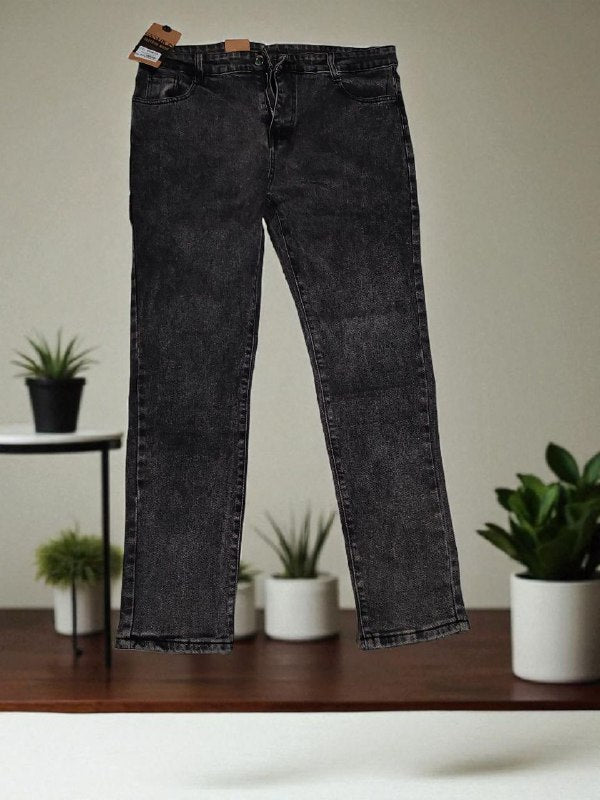 Dark gray jeans and brown boots