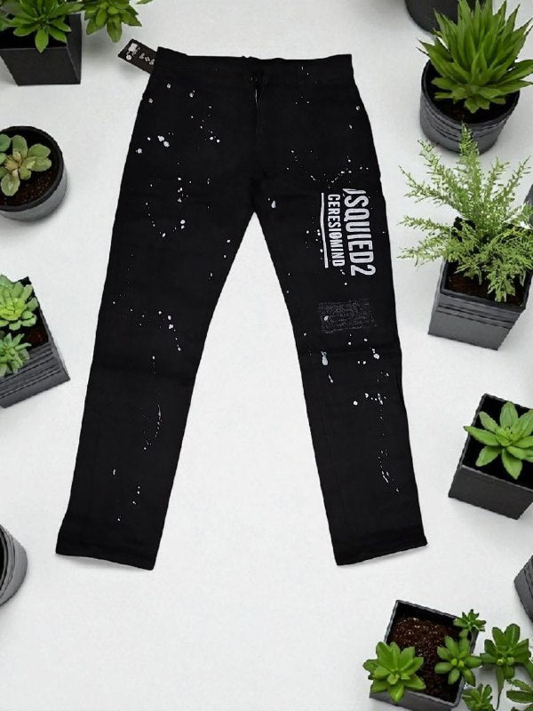 Blue jeans with white patches